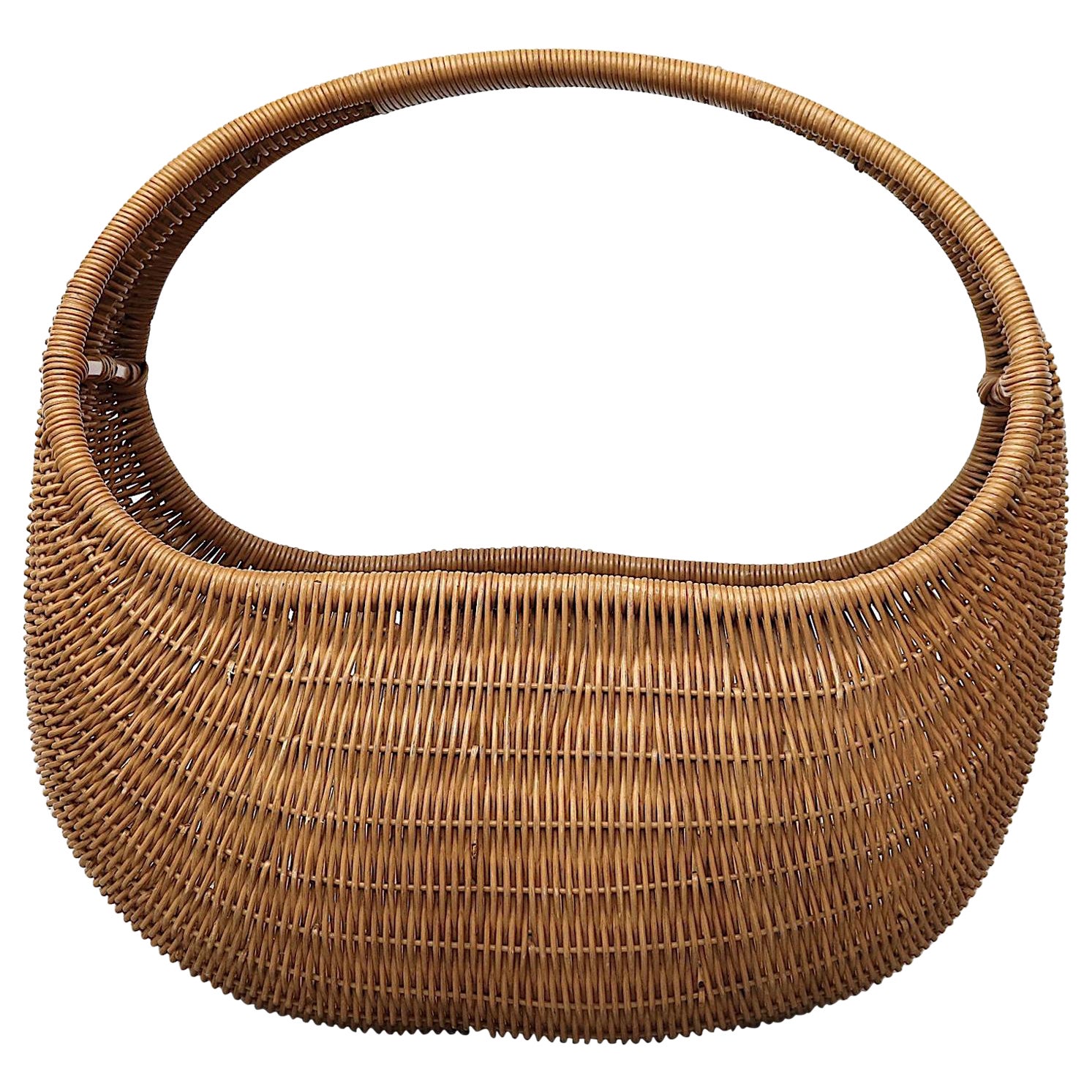 Bassinet pour bébé ou pour animaux de style Dirk Van Sliedregt en rotin et bambou tissé à la main