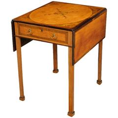 Chippendale Period Satinwood and Marquetry Inlaid Pembroke Table