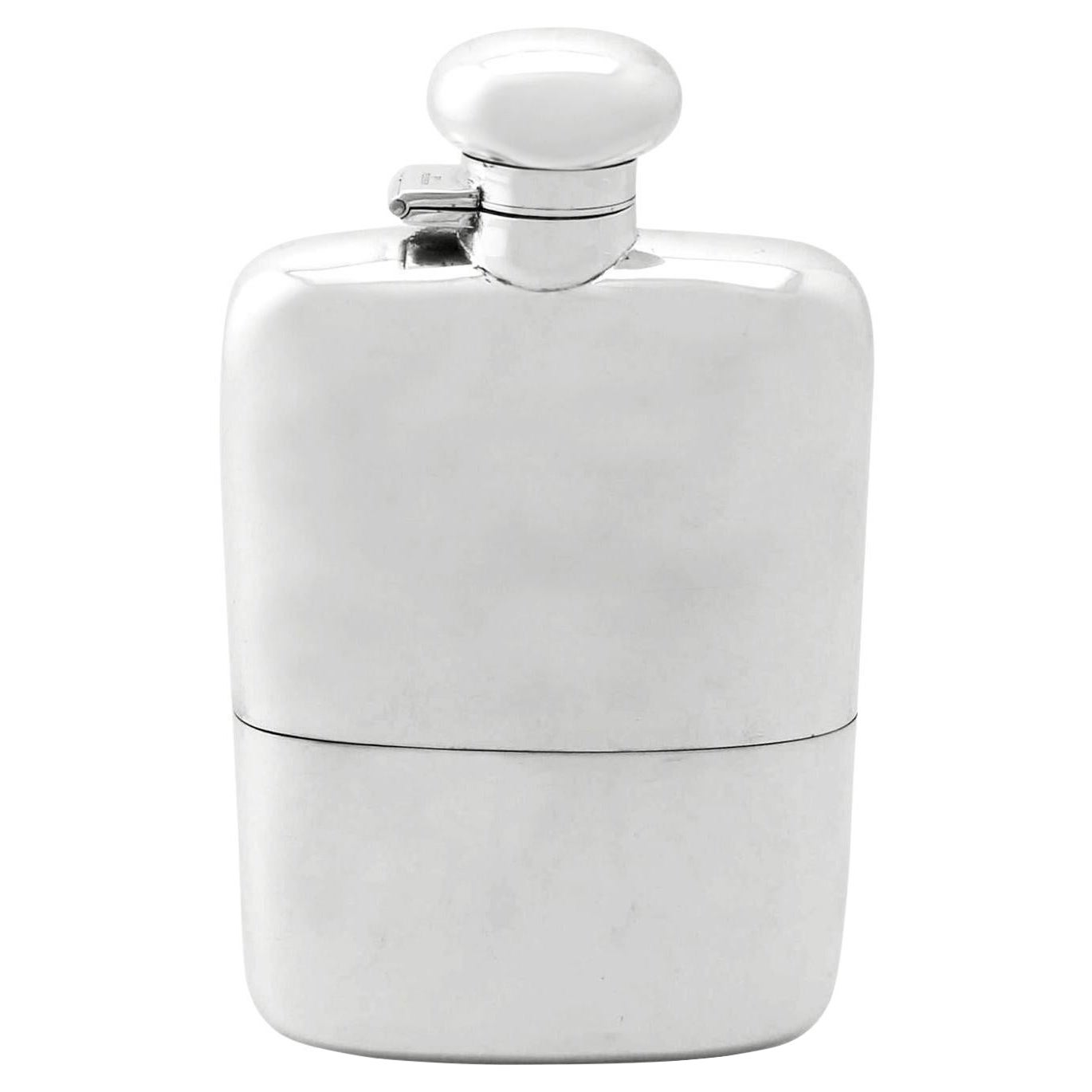 Herbert Hall Antique 1932 Sterling Silver Hip Flask For Sale