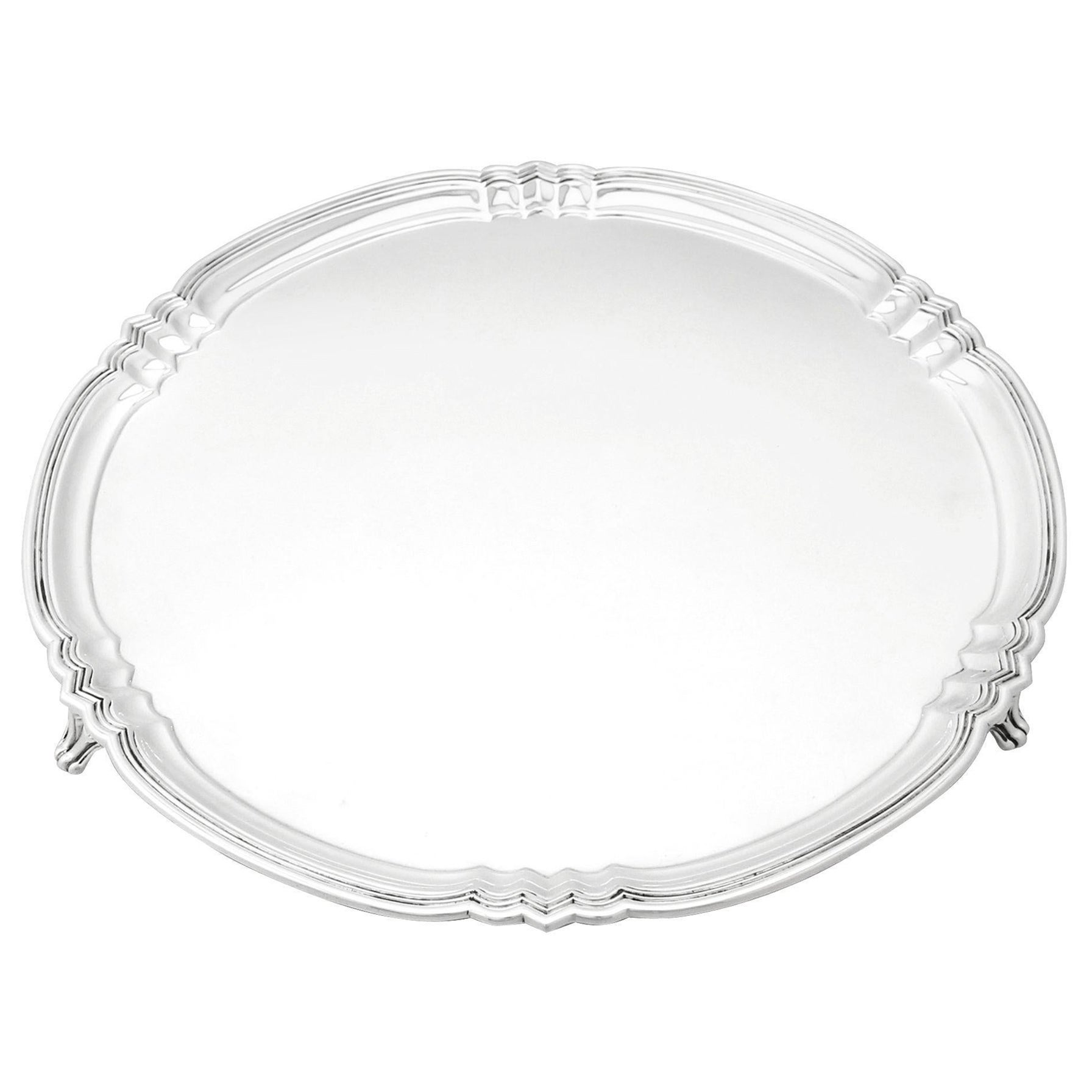 George V Art Deco Style Sterling Silver Salver by Reid & Sons