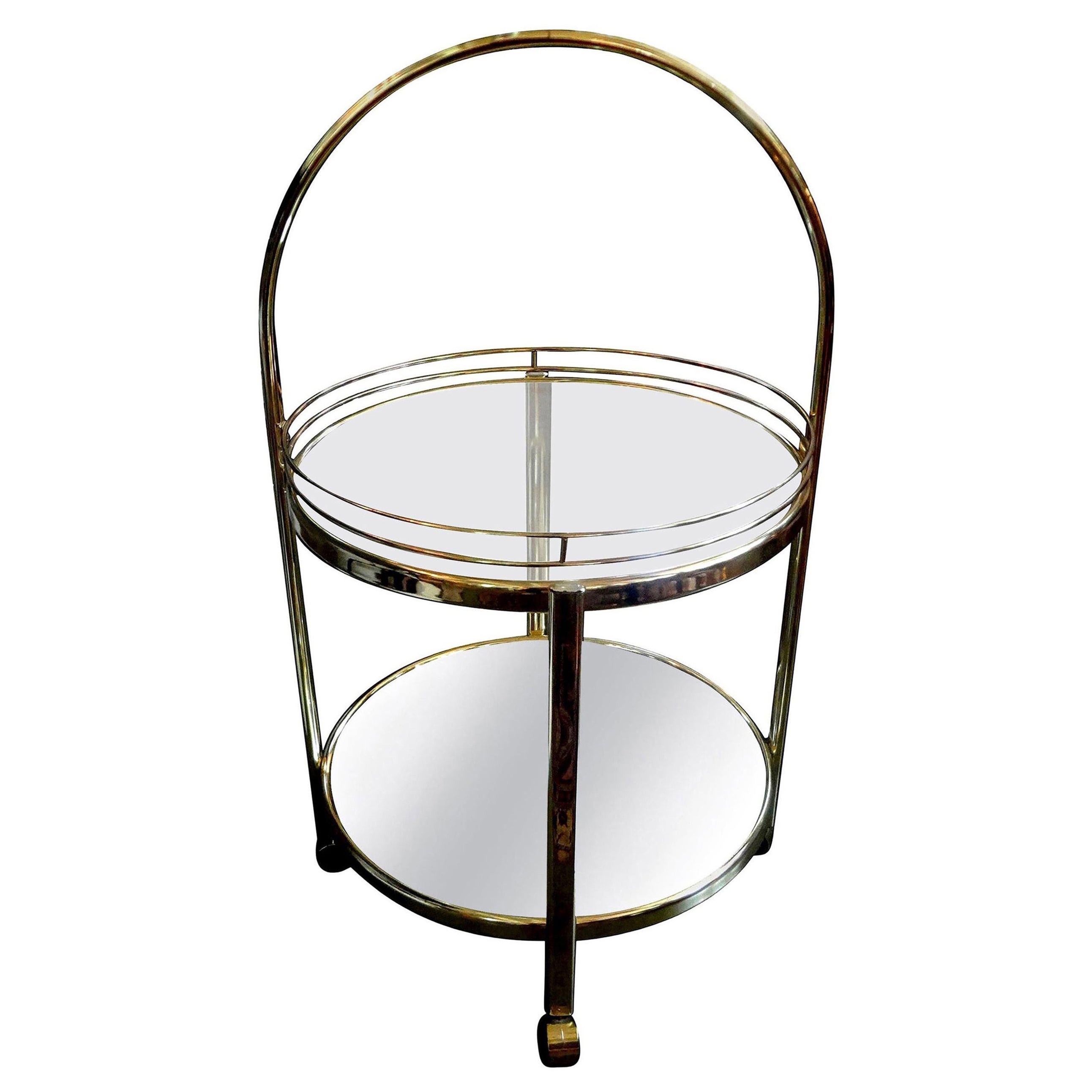 Milo Baughman Style Brass Bar Cart For Sale