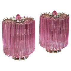 Retro Pink Quadriedri Table Lamp, Venini Style
