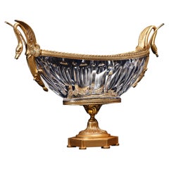19th Century, Gilt Bronze Mounted Crystal Centerpiece Attributed to Baccarat