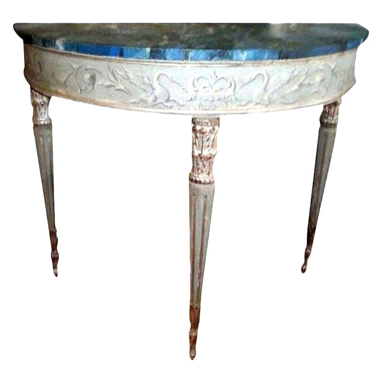 19th Century Italian Neoclassical Style Painted and Silver Gilt Console Table For Sale
