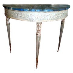 19th Century Italian Neoclassical Style Painted and Silver Gilt Console Table