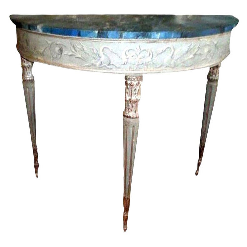 19th Century Italian Neoclassical Style Painted and Silver Gilt Console Table