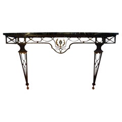 Vintage French Neoclassical Style Iron Console Table