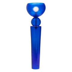 Venetian Style Hand Blown Glass TOTEM 2 Cobalt Blue Table Lamp