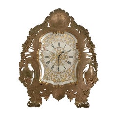 Antique English Gilt Bronze Strut Clock with Decorative Filigree Face, circa 1880