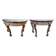 Pair of Italian Painted and Giltwood Freestanding Console Tables