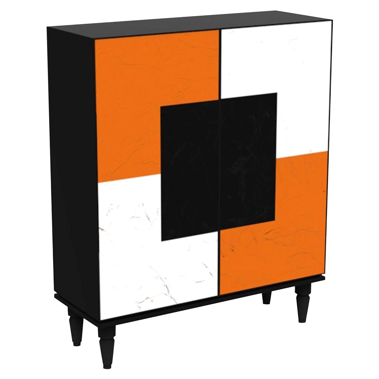 Modularer Schrank „Attitude“ in Orange-Weiß