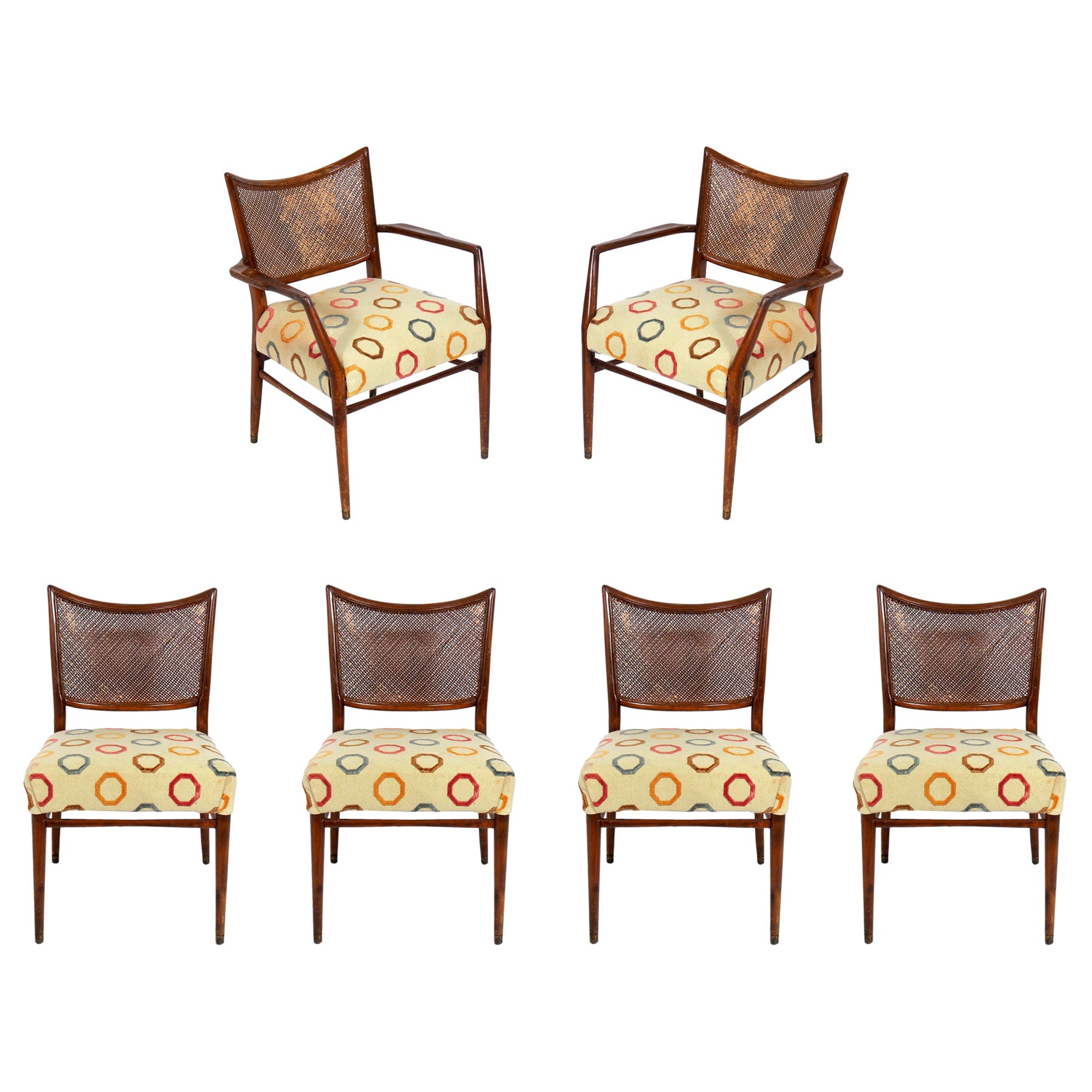 Six Geometric Back Dining Chairs In Polished Steel at 1stDibs