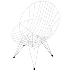 Mid-Century "Combex" White Wire Hoop Chair by Cees Braakman for Pastoe