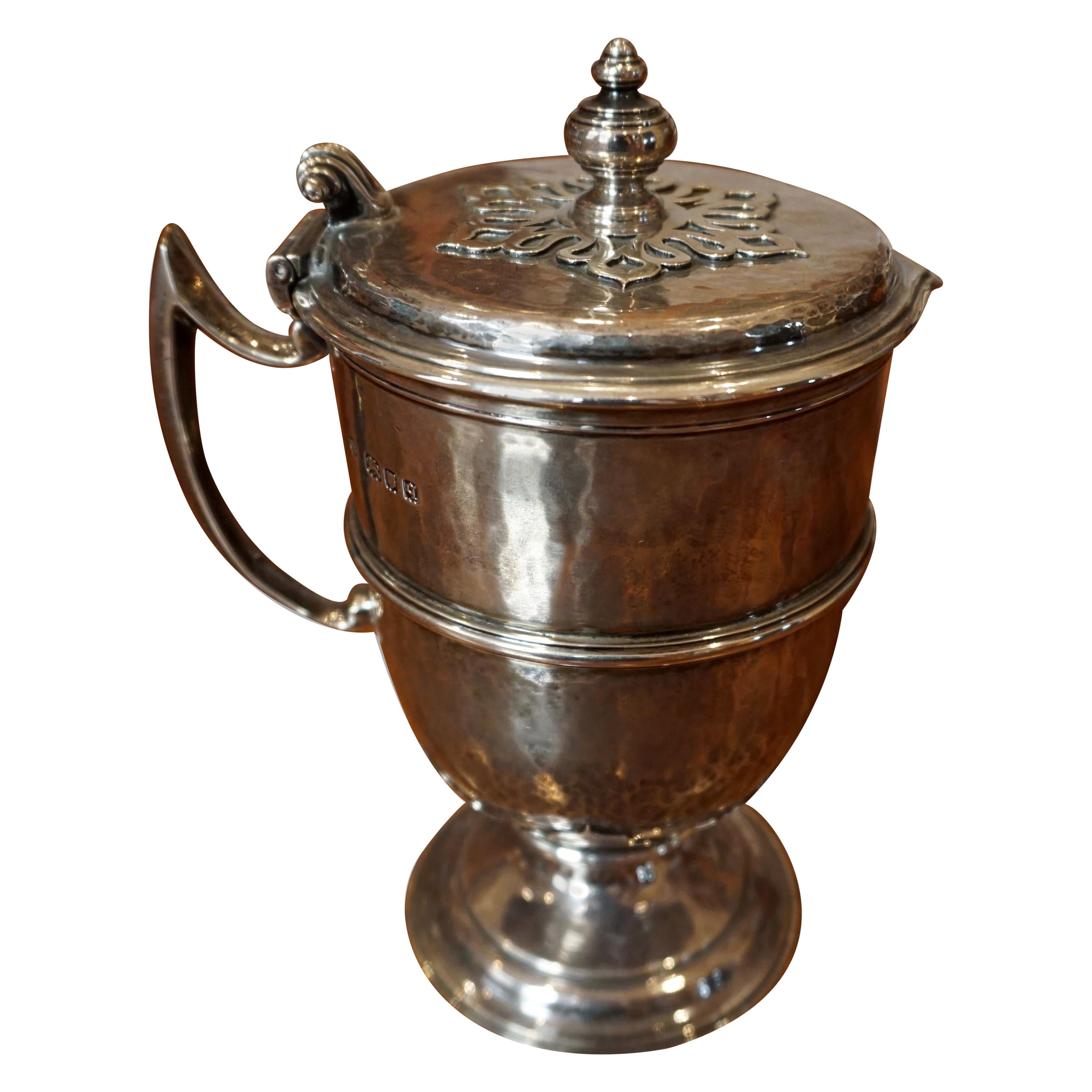 English Sterling Silver Lidded Cup after the Maundy Ewer For Sale