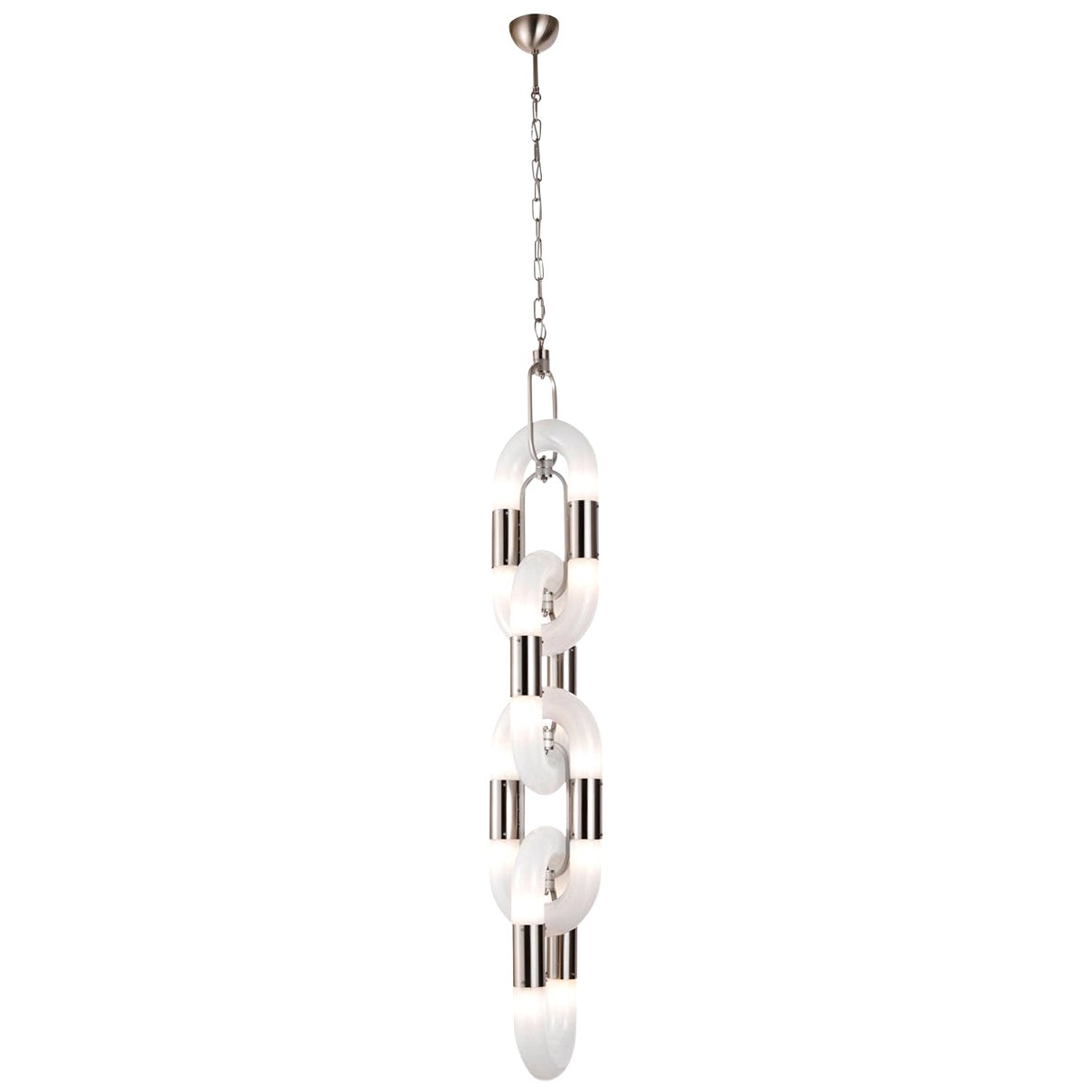 Chain Nickel 4-Link Pendant Lamp For Sale