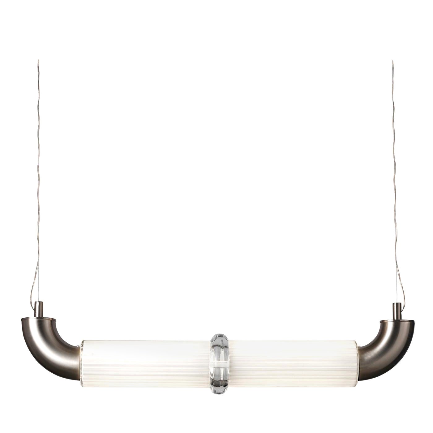 White and Nickel Pendant Lamp For Sale