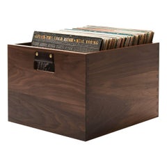 Solid Walnut Dovetail Record Crate for RPM Records, in Stock