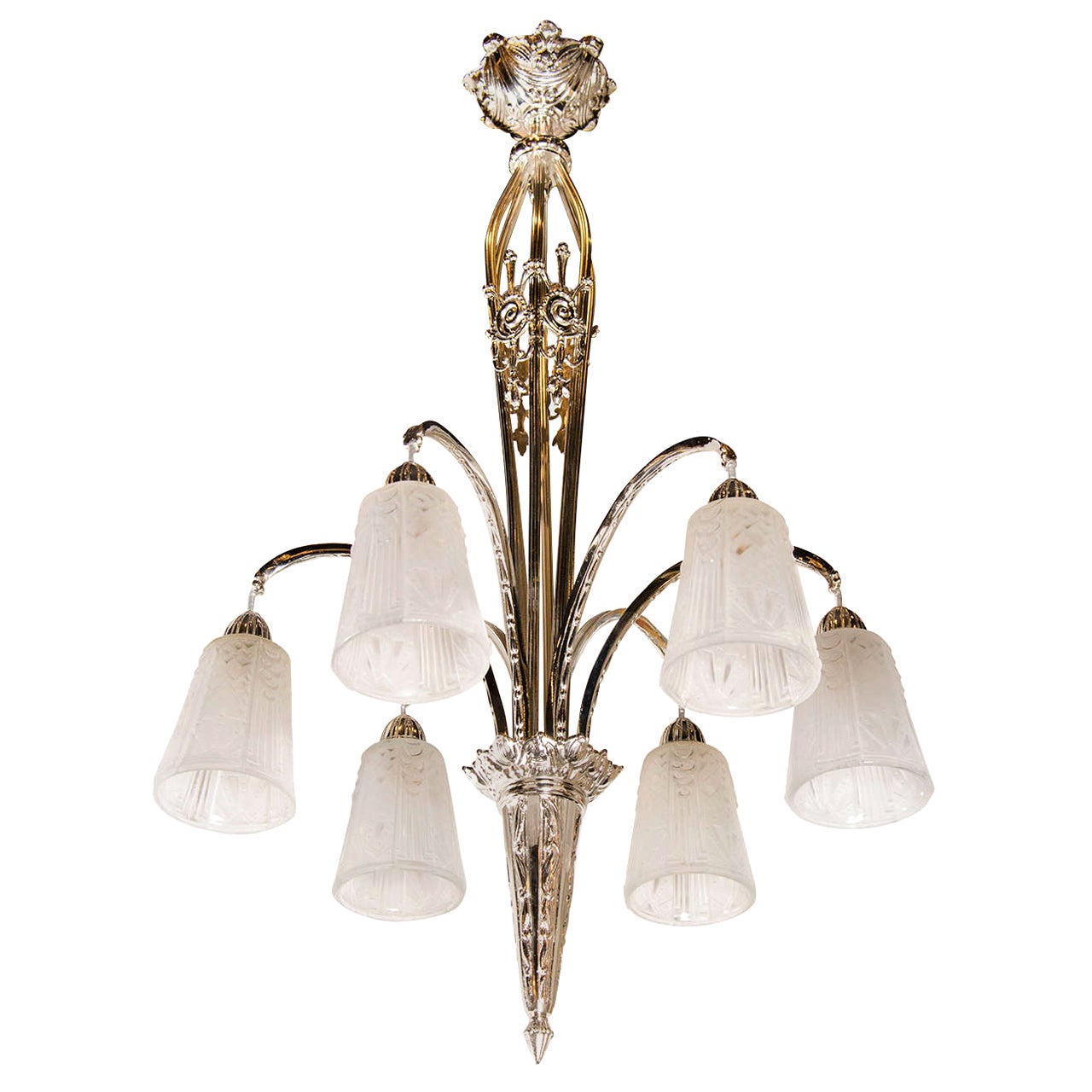 French Art Deco Chandelier by Muller For Sale at 1stDibs