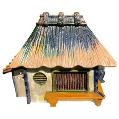 Antique Japanese Brillant Glazed  "Mountain Minka House" Treasure Box