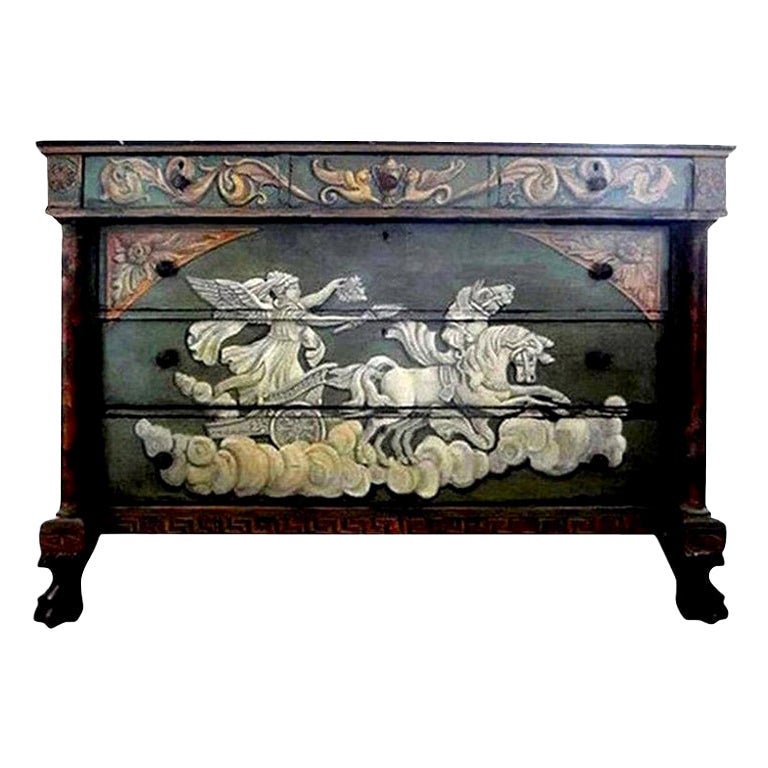 19th Century French Neoclassical Style Painted Commode For Sale