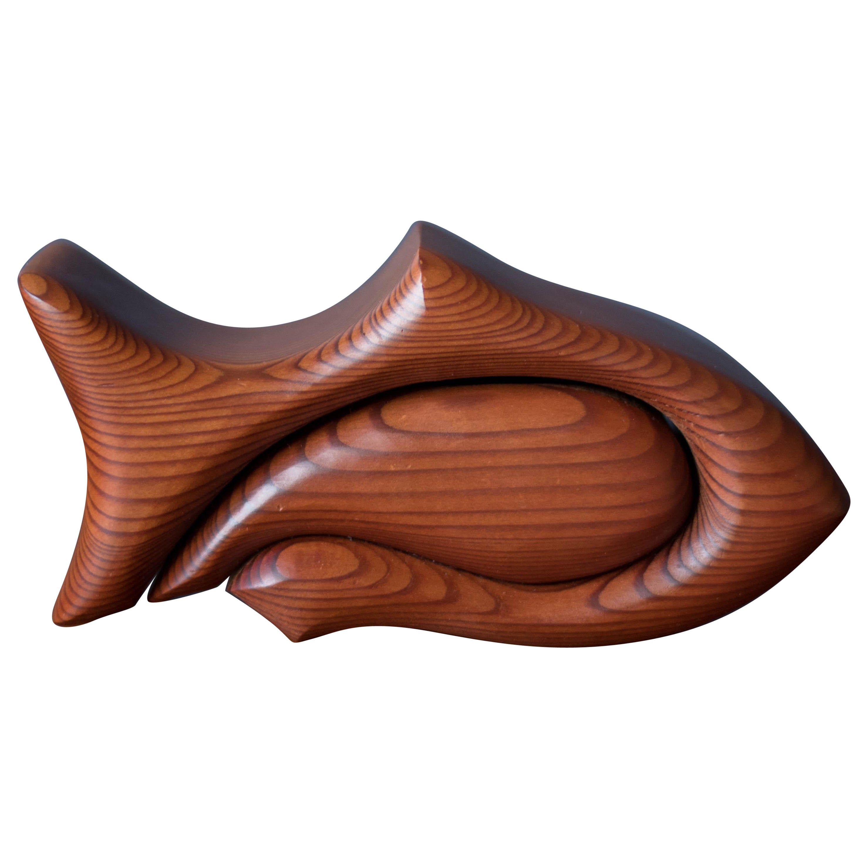 Vintage Sculptural Handcrafted Abstract Decorative Fish Jewelry Puzzle Box
