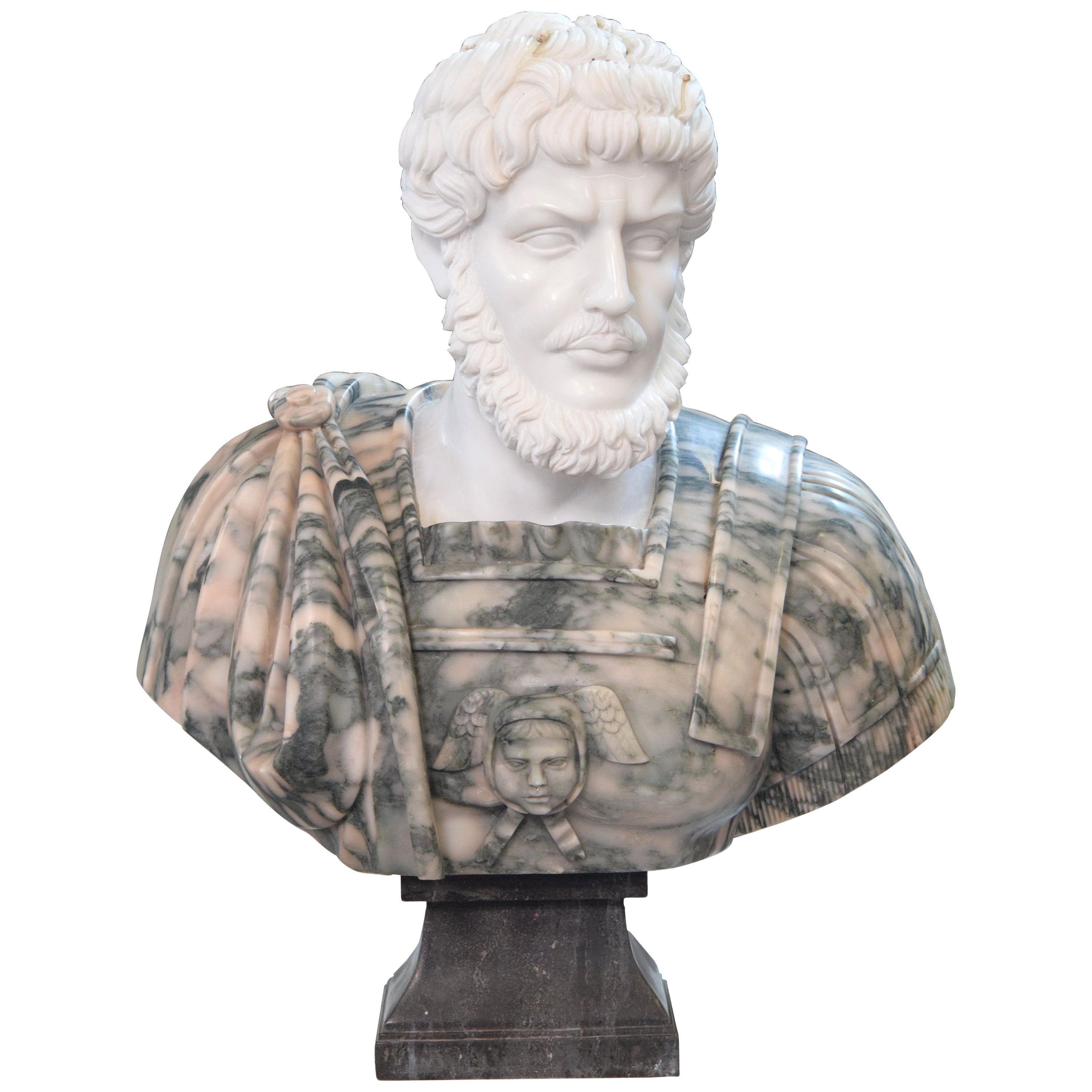 Italian Painted Roman Emperor Bust For Sale at 1stDibs