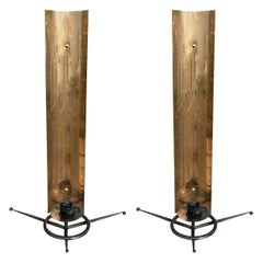 Pair of 1950s Tony Paul Brass and Black Metal Sconces