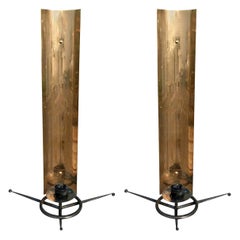 Vintage Pair of 1950s Tony Paul Brass and Black Metal Sconces