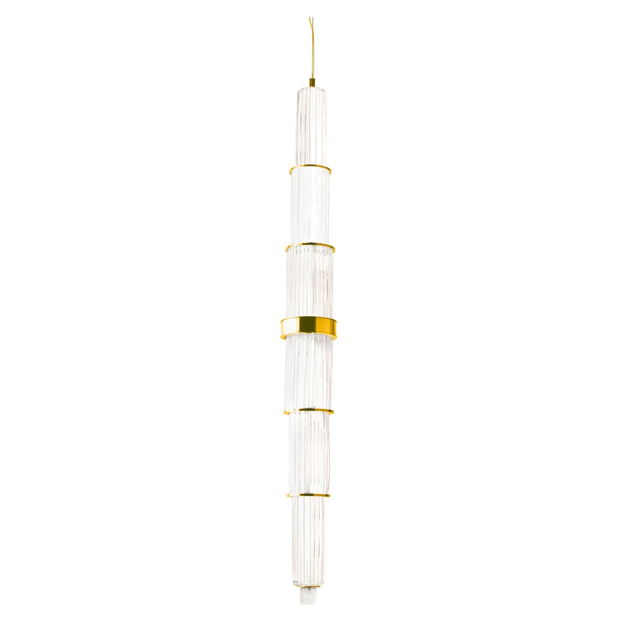 Lampe à suspension allongée en verre blanc en vente