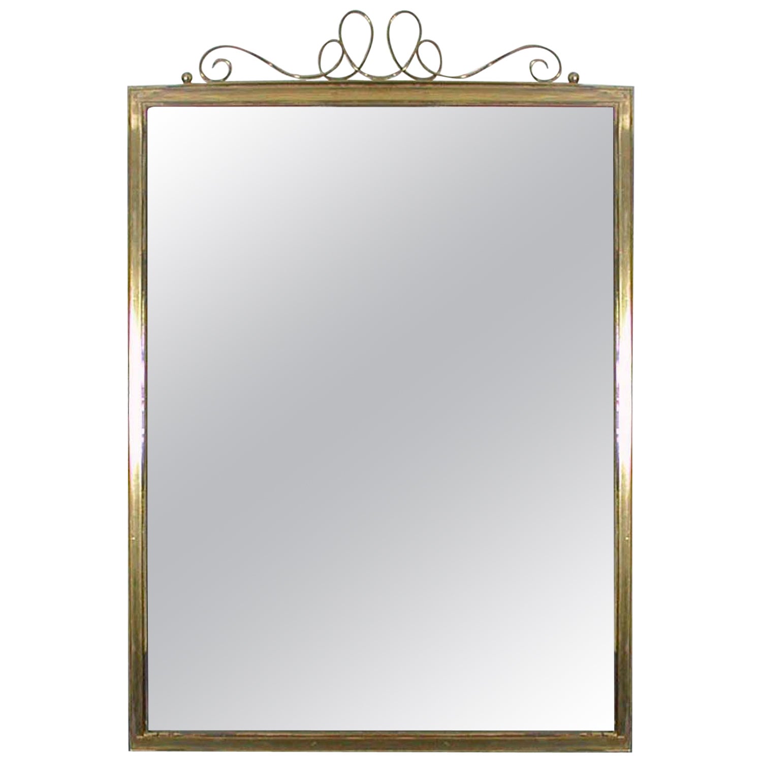 Midcentury Italian Arched Brass Mirror at 1stDibs