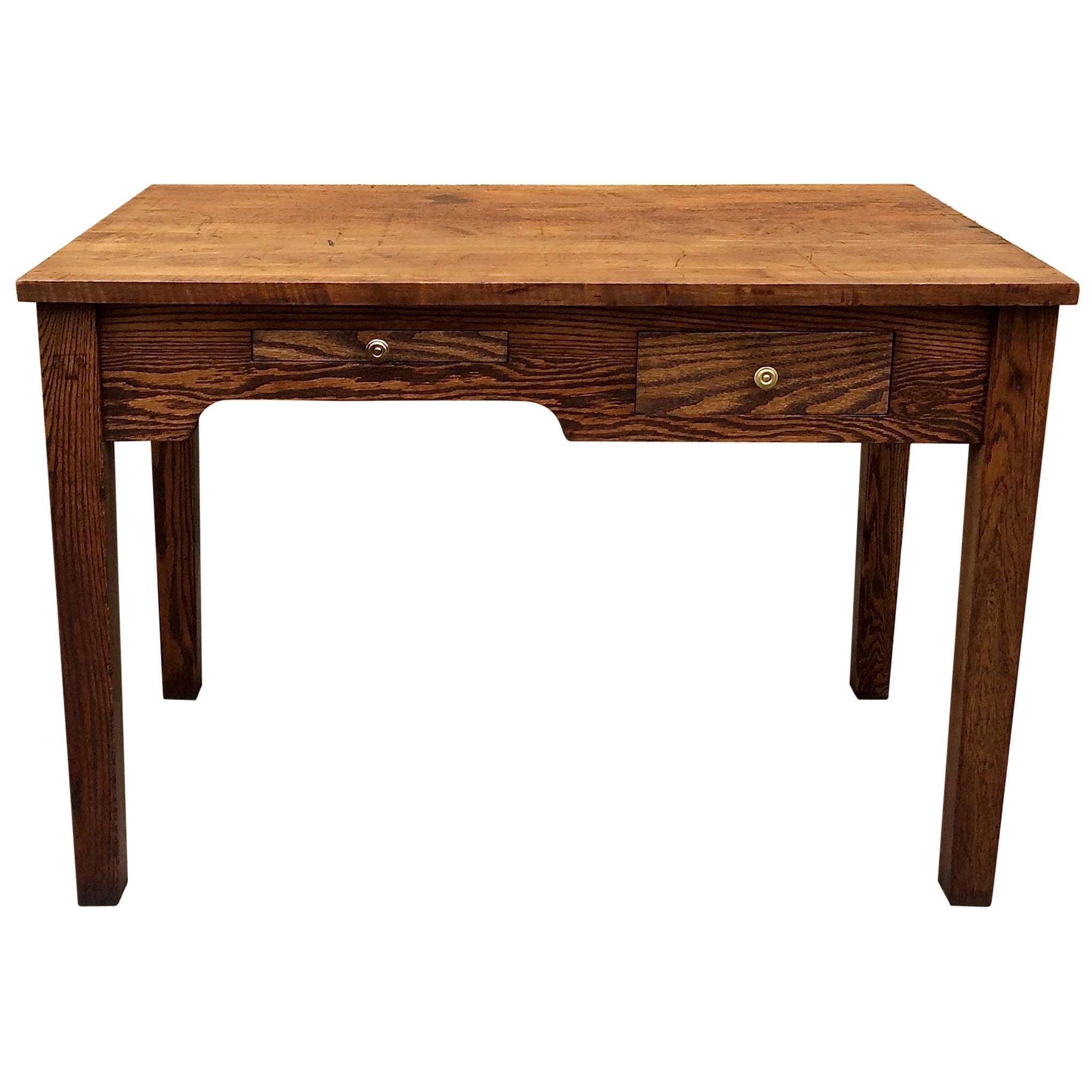 American Mid Century Green Painted Industrial Black Slate Top Two