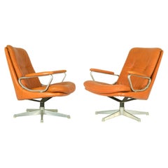 Gentilina Leather Lounge Chairs by André Vandenbeuck for Strässle, 1960s, Pair