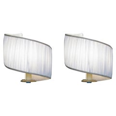 Pair of Handmade Spiral Circular Twist White Lampshades from Italy