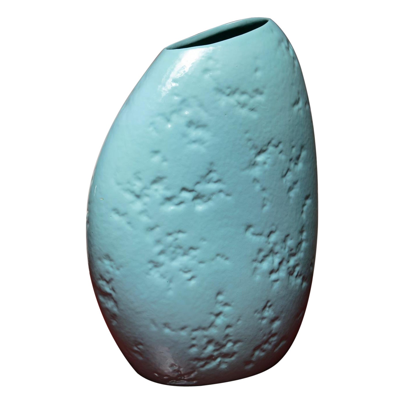 Large Turquoise Enamellerd Vase by Guido Andloviz for SCI Laveno, Italy, 1950s For Sale