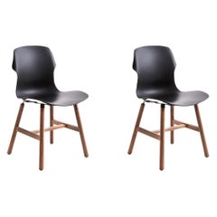 Stereo Set of 2 Black Chairs by Luca Nichetto