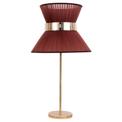 Tiffany Contemporary Table Lamp Tobacco Silk Silvered Glass Brass Canopy