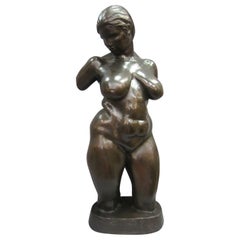 Realistic original bronze sculpture of a nude female signed Brenda Putnam 1928