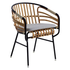 Silla de ratán negro rafia con cojín by Lucidi Pevere