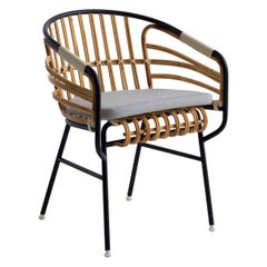 Raffia Black Rattan Chair with Cushion by Lucidi Pevere