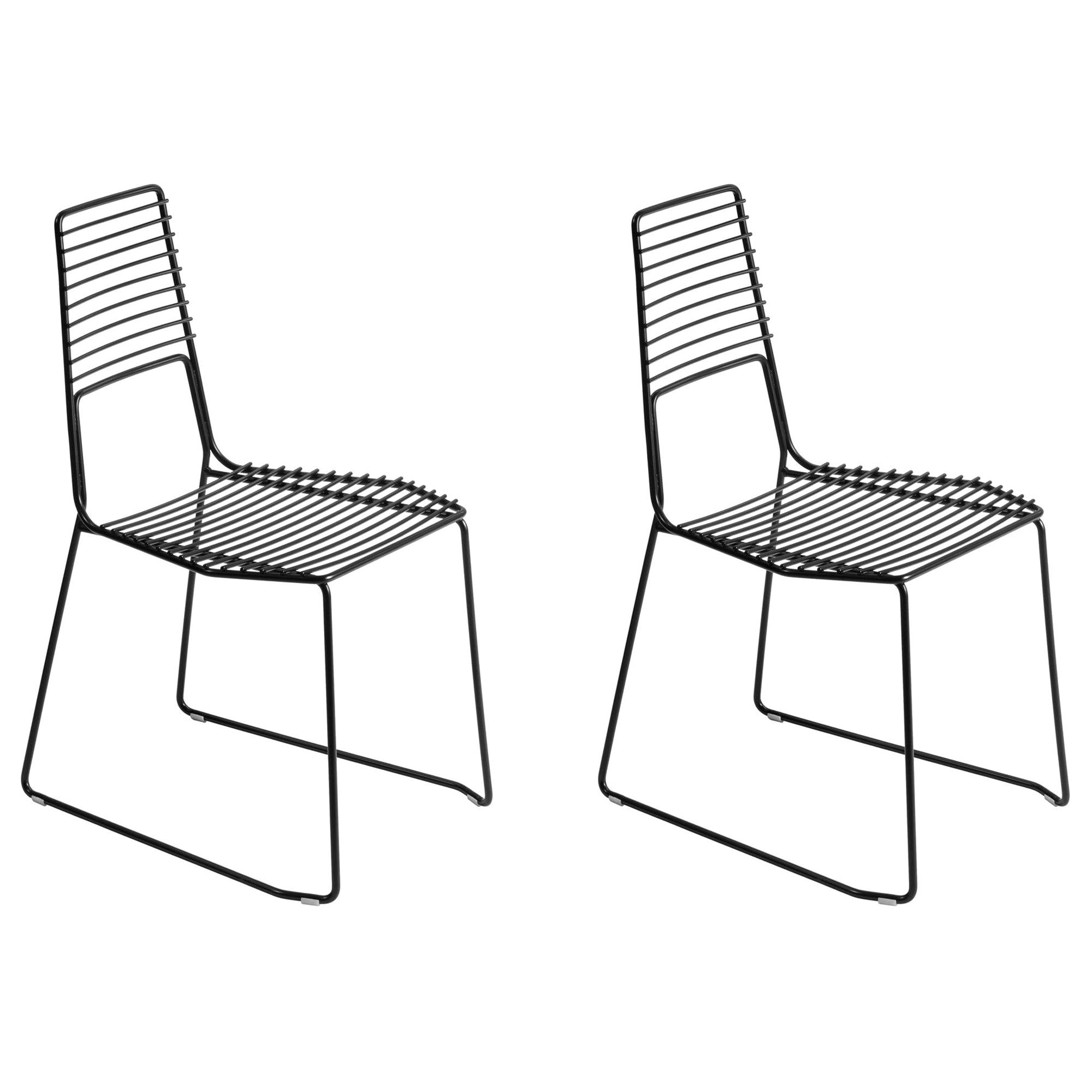 Alieno Set of 2 Black Chairs by GamFratesi