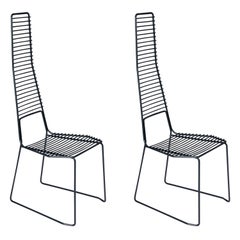 Alieno Set of 2 Black High Chairs by GamFratesi