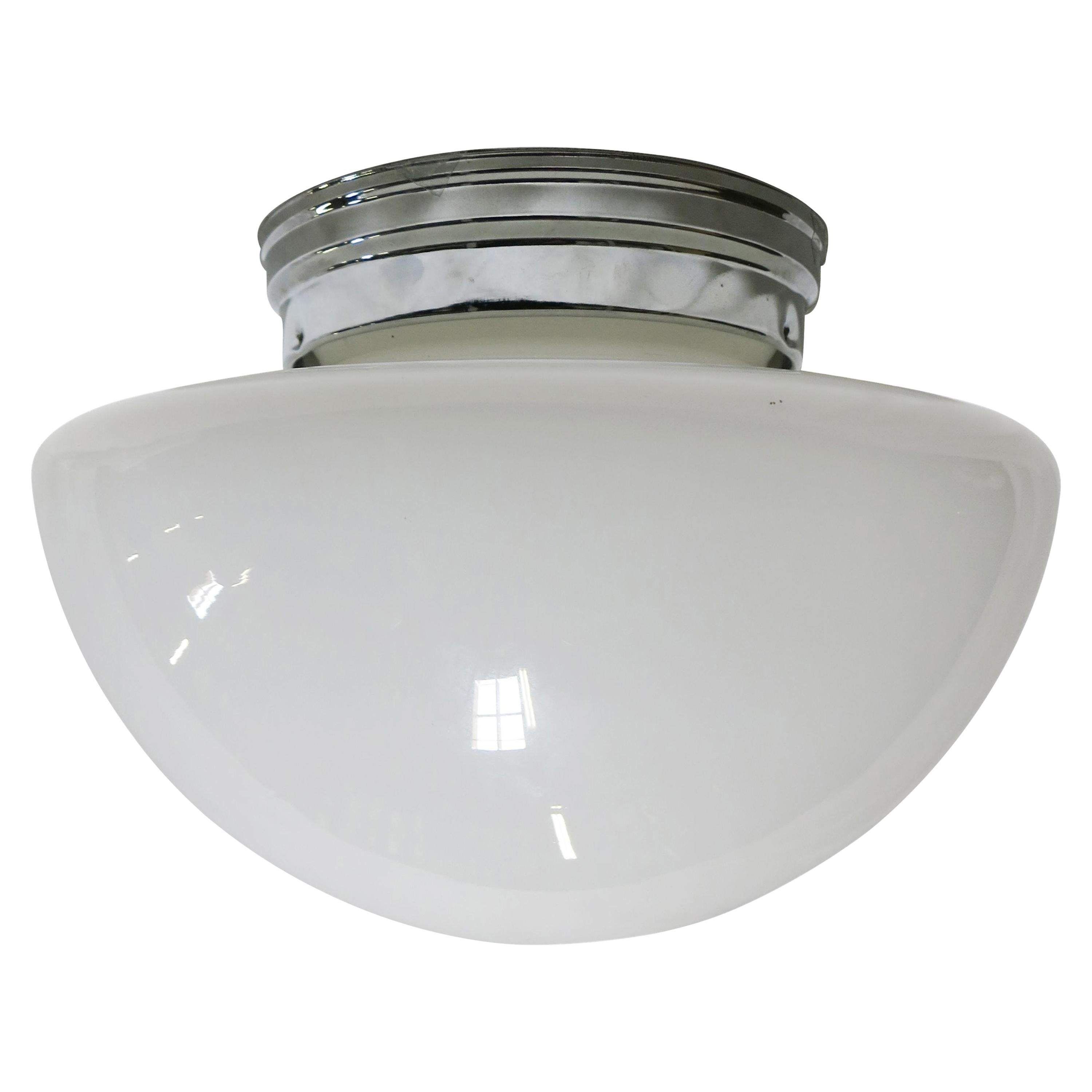 Short Schoolhouse Mushroom-Shape Ceiling Glass Globe Pendant For Sale