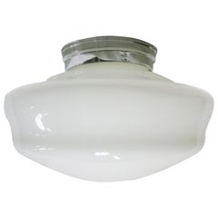Used Large Schoolhouse Oval Dome Shape Ceiling Glass Globe Pendant