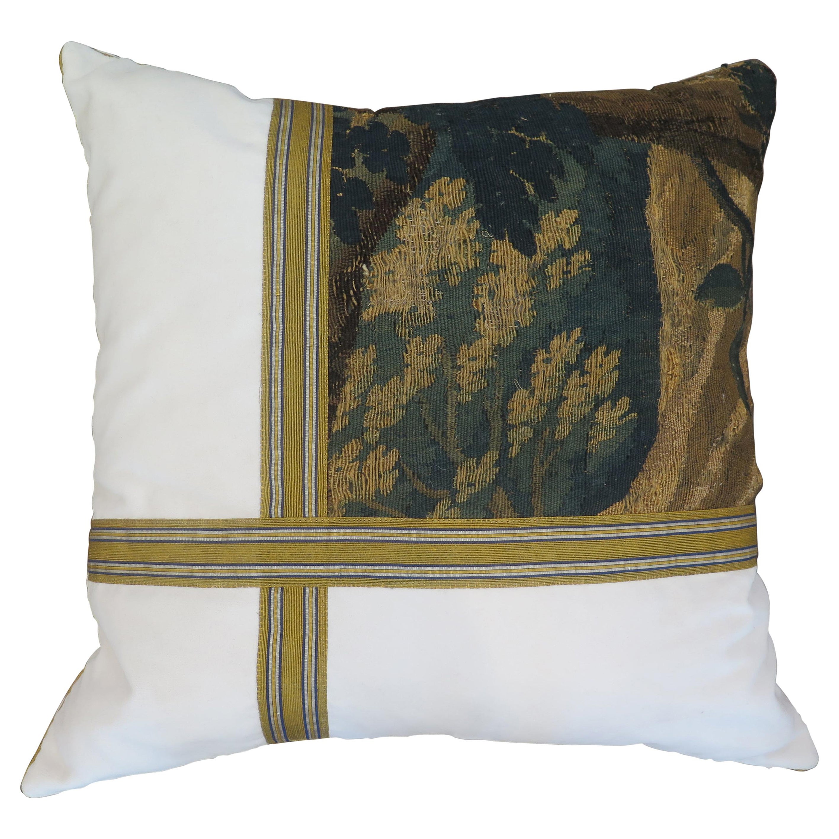Maison Maison 18th Century Verdure Tapestry Fragment Pillow For Sale