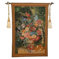 Vintage Large Belgian or Flemish Style Floral Still Life Wall Tapestry, 20th Century