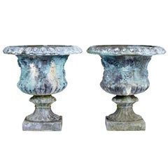 Fine pair of mid 20th century reconstituted stone garden urns