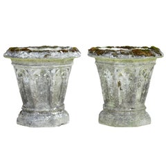 Pair of mid 20th century reconstituted stone gothic revival garden urns