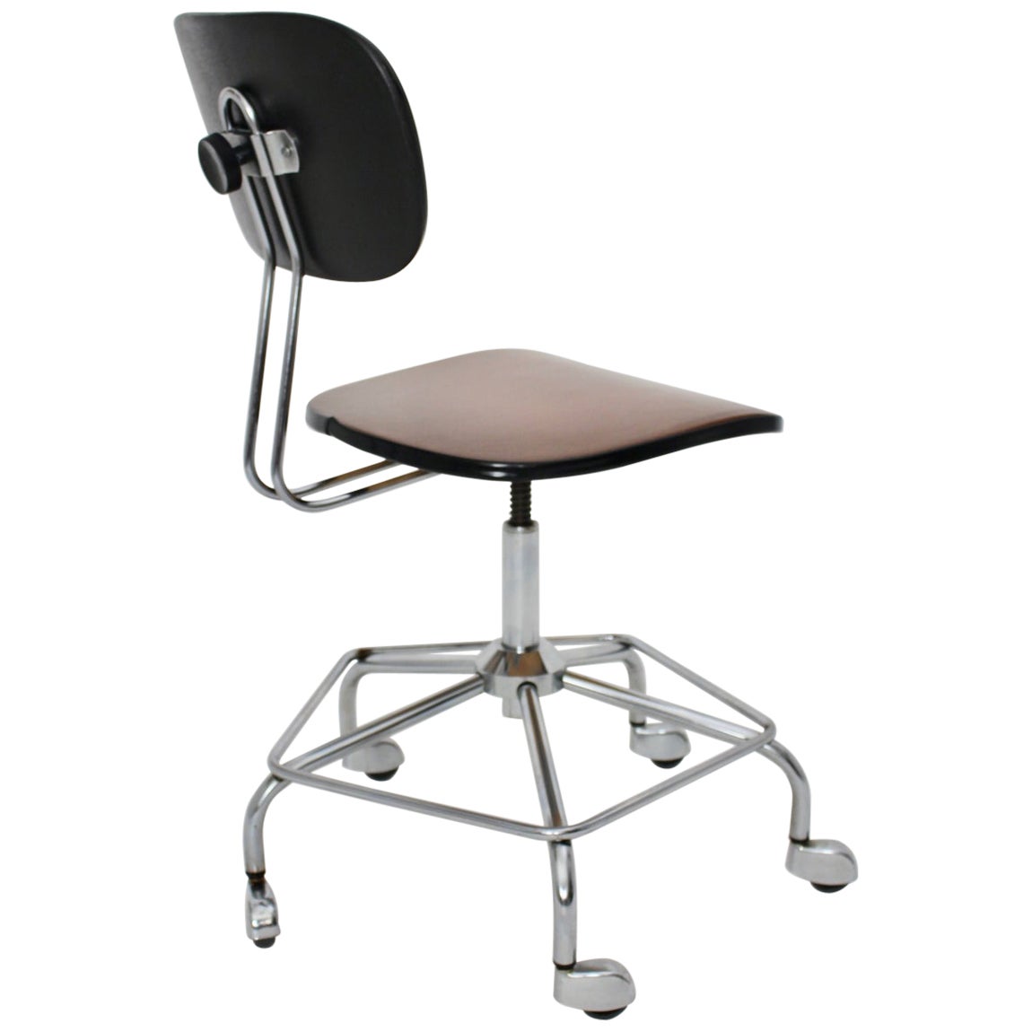 MidCentury Modern Red Vintage Swivel Desk Chair, Italy, 1950 For Sale at 1stDibs