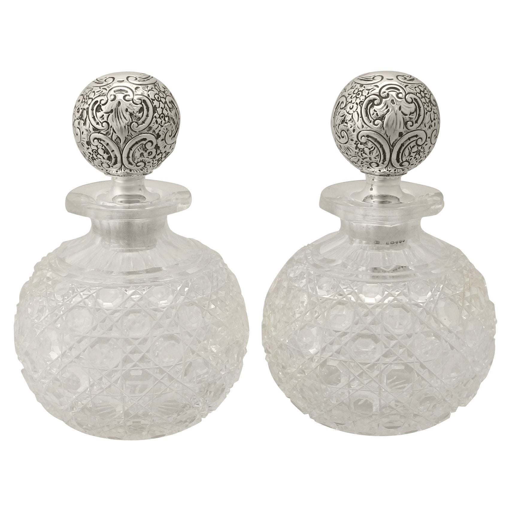 Sterling Silver and Crystal Glass Whiskey Bottle, London, 1927 For Sale ...