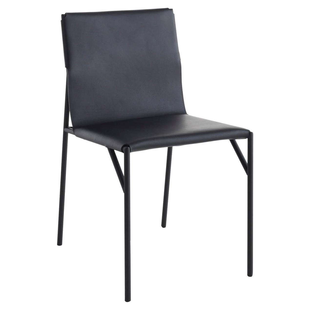 Tout Le Jour Black Leather Chair by Marc Thorpe For Sale